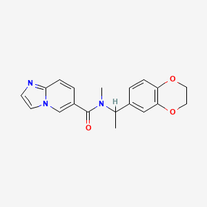 molecular formula C19H19N3O3 B5564588 N-[1-(2,3-dihydro-1,4-benzodioxin-6-yl)ethyl]-N-methylimidazo[1,2-a]pyridine-6-carboxamide 
