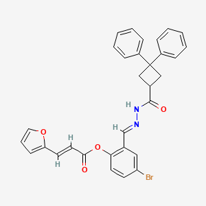 molecular formula C31H25BrN2O4 B5564594 4-bromo-2-{2-[(3,3-diphenylcyclobutyl)carbonyl]carbonohydrazonoyl}phenyl 3-(2-furyl)acrylate 