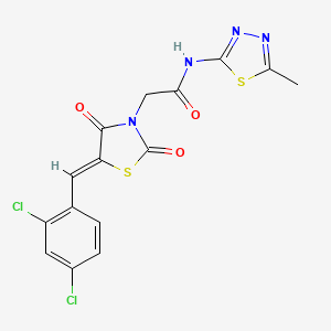 molecular formula C15H10Cl2N4O3S2 B5564645 2-[5-(2,4-二氯苯亚甲基)-2,4-二氧代-1,3-噻唑烷-3-基]-N-(5-甲基-1,3,4-噻二唑-2-基)乙酰胺 