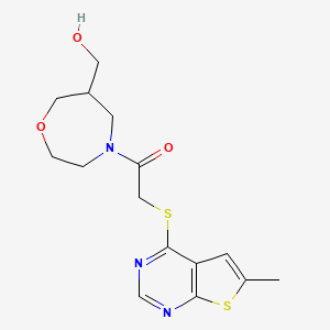 molecular formula C15H19N3O3S2 B5564661 (4-{[(6-methylthieno[2,3-d]pyrimidin-4-yl)thio]acetyl}-1,4-oxazepan-6-yl)methanol 