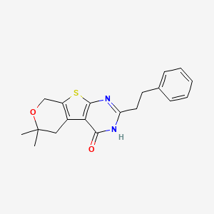molecular formula C19H20N2O2S B5564786 6,6-dimethyl-2-(2-phenylethyl)-3,5,6,8-tetrahydro-4H-pyrano[4',3':4,5]thieno[2,3-d]pyrimidin-4-one 