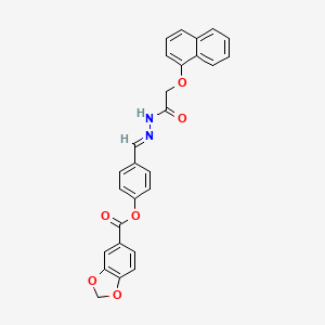 molecular formula C27H20N2O6 B5564793 4-{2-[(1-萘氧基)乙酰]碳酰肼基}苯基 1,3-苯二氧杂环-5-羧酸酯 