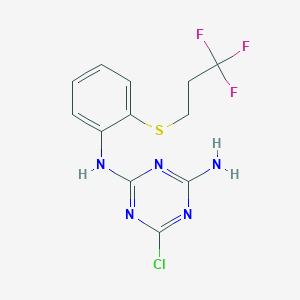 molecular formula C12H11ClF3N5S B5564798 6-chloro-N-{2-[(3,3,3-trifluoropropyl)thio]phenyl}-1,3,5-triazine-2,4-diamine 