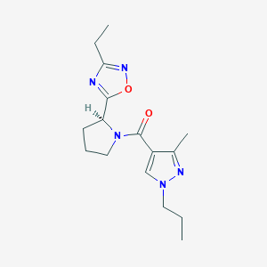 molecular formula C16H23N5O2 B5564843 3-ethyl-5-{(2S)-1-[(3-methyl-1-propyl-1H-pyrazol-4-yl)carbonyl]-2-pyrrolidinyl}-1,2,4-oxadiazole 