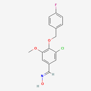 molecular formula C15H13ClFNO3 B5564858 3-chloro-4-[(4-fluorobenzyl)oxy]-5-methoxybenzaldehyde oxime 