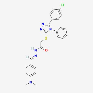 molecular formula C25H23ClN6OS B5564921 2-{[5-(4-chlorophenyl)-4-phenyl-4H-1,2,4-triazol-3-yl]thio}-N'-[4-(dimethylamino)benzylidene]acetohydrazide 