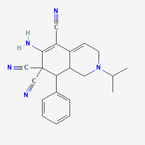 molecular formula C21H21N5 B5564939 6-amino-2-isopropyl-8-phenyl-2,3,8,8a-tetrahydroisoquinoline-5,7,7(1H)-tricarbonitrile 