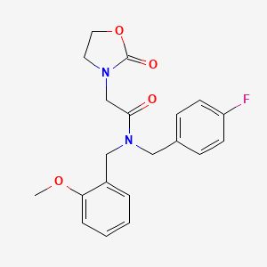 molecular formula C20H21FN2O4 B5564942 N-(4-fluorobenzyl)-N-(2-methoxybenzyl)-2-(2-oxo-1,3-oxazolidin-3-yl)acetamide 