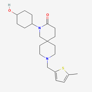 molecular formula C21H32N2O2S B5564950 2-(trans-4-hydroxycyclohexyl)-9-[(5-methyl-2-thienyl)methyl]-2,9-diazaspiro[5.5]undecan-3-one 