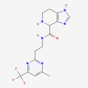 molecular formula C15H17F3N6O B5564966 N-{2-[4-methyl-6-(trifluoromethyl)-2-pyrimidinyl]ethyl}-4,5,6,7-tetrahydro-1H-imidazo[4,5-c]pyridine-4-carboxamide dihydrochloride 