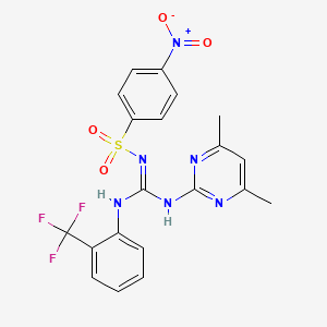molecular formula C20H17F3N6O4S B5564970 N-([(4,6-dimethyl-2-pyrimidinyl)amino]{[2-(trifluoromethyl)phenyl]amino}methylene)-4-nitrobenzenesulfonamide 