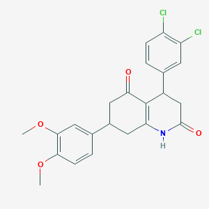 molecular formula C23H21Cl2NO4 B5565007 4-(3,4-dichlorophenyl)-7-(3,4-dimethoxyphenyl)-4,6,7,8-tetrahydro-2,5(1H,3H)-quinolinedione 