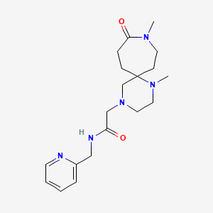 molecular formula C19H29N5O2 B5565015 2-(1,9-dimethyl-10-oxo-1,4,9-triazaspiro[5.6]dodec-4-yl)-N-(2-pyridinylmethyl)acetamide 