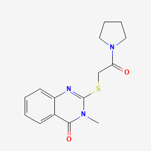 molecular formula C15H17N3O2S B5565022 3-methyl-2-{[2-oxo-2-(1-pyrrolidinyl)ethyl]thio}-4(3H)-quinazolinone 