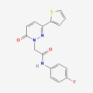 molecular formula C16H12FN3O2S B5565025 N-(4-fluorophenyl)-2-[6-oxo-3-(2-thienyl)-1(6H)-pyridazinyl]acetamide 