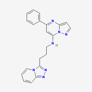 molecular formula C21H19N7 B5565038 5-phenyl-N-(3-[1,2,4]triazolo[4,3-a]pyridin-3-ylpropyl)pyrazolo[1,5-a]pyrimidin-7-amine 
