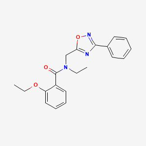 molecular formula C20H21N3O3 B5565047 2-ethoxy-N-ethyl-N-[(3-phenyl-1,2,4-oxadiazol-5-yl)methyl]benzamide 