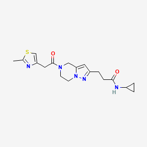 molecular formula C18H23N5O2S B5565070 N-环丙基-3-{5-[(2-甲基-1,3-噻唑-4-基)乙酰基]-4,5,6,7-四氢吡唑并[1,5-a]吡嗪-2-基}丙酰胺 