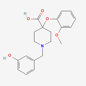 molecular formula C20H23NO5 B5565080 1-(3-hydroxybenzyl)-4-(2-methoxyphenoxy)piperidine-4-carboxylic acid 