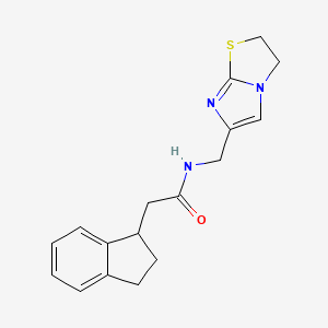 molecular formula C17H19N3OS B5565096 N-(2,3-dihydroimidazo[2,1-b][1,3]thiazol-6-ylmethyl)-2-(2,3-dihydro-1H-inden-1-yl)acetamide 