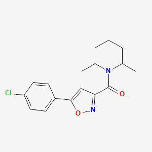 molecular formula C17H19ClN2O2 B5565105 1-{[5-(4-chlorophenyl)-3-isoxazolyl]carbonyl}-2,6-dimethylpiperidine 