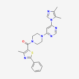 molecular formula C24H25N7OS B5565112 4-(4,5-dimethyl-1H-imidazol-1-yl)-6-{4-[(4-methyl-2-phenyl-1,3-thiazol-5-yl)carbonyl]-1-piperazinyl}pyrimidine 