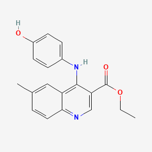 molecular formula C19H18N2O3 B5565121 ethyl 4-[(4-hydroxyphenyl)amino]-6-methyl-3-quinolinecarboxylate 