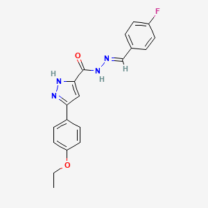 molecular formula C19H17FN4O2 B5565181 3-(4-乙氧基苯基)-N'-(4-氟苄叉亚基)-1H-吡唑-5-甲酰肼 