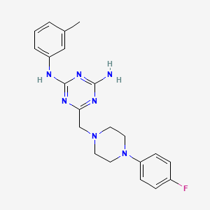 molecular formula C21H24FN7 B5565187 6-{[4-(4-氟苯基)-1-哌嗪基]甲基}-N-(3-甲基苯基)-1,3,5-三嗪-2,4-二胺 