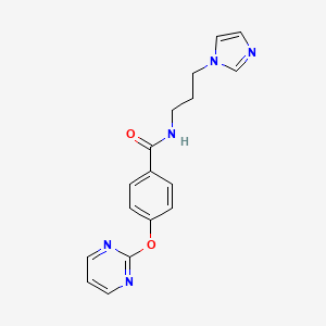 molecular formula C17H17N5O2 B5565207 N-[3-(1H-咪唑-1-基)丙基]-4-(2-嘧啶氧基)苯甲酰胺 