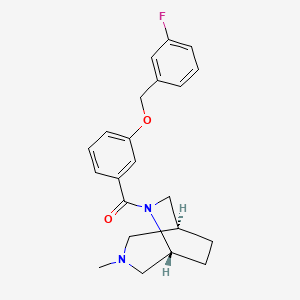 molecular formula C22H25FN2O2 B5565230 (1S*,5R*)-6-{3-[(3-fluorobenzyl)oxy]benzoyl}-3-methyl-3,6-diazabicyclo[3.2.2]nonane 