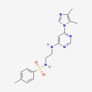 molecular formula C18H22N6O2S B5565235 N-(2-{[6-(4,5-dimethyl-1H-imidazol-1-yl)-4-pyrimidinyl]amino}ethyl)-4-methylbenzenesulfonamide 