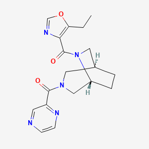 molecular formula C18H21N5O3 B5565259 (1S*,5R*)-6-[(5-ethyl-1,3-oxazol-4-yl)carbonyl]-3-(2-pyrazinylcarbonyl)-3,6-diazabicyclo[3.2.2]nonane 