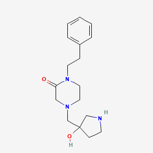 molecular formula C17H25N3O2 B5565273 4-[(3-hydroxy-3-pyrrolidinyl)methyl]-1-(2-phenylethyl)-2-piperazinone dihydrochloride 