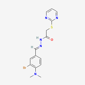 molecular formula C15H16BrN5OS B5565279 N'-[3-溴-4-(二甲氨基)苯亚甲基]-2-(2-嘧啶硫基)乙酰肼 
