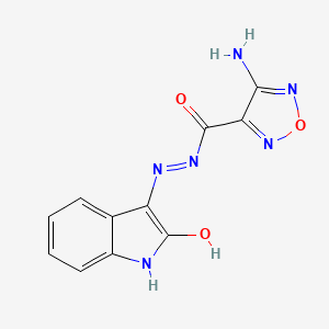 molecular formula C11H8N6O3 B5565282 4-amino-N'-(2-oxo-1,2-dihydro-3H-indol-3-ylidene)-1,2,5-oxadiazole-3-carbohydrazide 