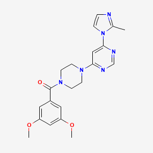 molecular formula C21H24N6O3 B5565289 4-[4-(3,5-dimethoxybenzoyl)-1-piperazinyl]-6-(2-methyl-1H-imidazol-1-yl)pyrimidine 