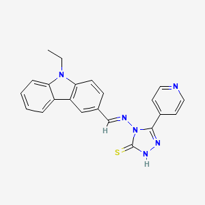 molecular formula C22H18N6S B5565290 4-{[(9-ethyl-9H-carbazol-3-yl)methylene]amino}-5-(4-pyridinyl)-4H-1,2,4-triazole-3-thiol 