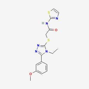 molecular formula C16H17N5O2S2 B5565295 2-{[4-ethyl-5-(3-methoxyphenyl)-4H-1,2,4-triazol-3-yl]thio}-N-1,3-thiazol-2-ylacetamide 