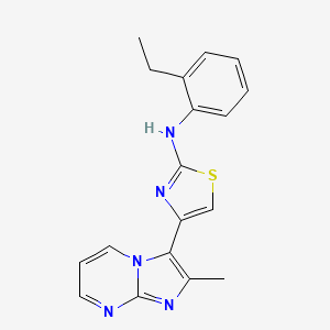 molecular formula C18H17N5S B5565306 N-(2-ethylphenyl)-4-(2-methylimidazo[1,2-a]pyrimidin-3-yl)-1,3-thiazol-2-amine 