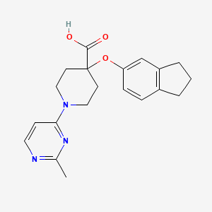 molecular formula C20H23N3O3 B5565351 4-(2,3-dihydro-1H-inden-5-yloxy)-1-(2-methylpyrimidin-4-yl)piperidine-4-carboxylic acid 
