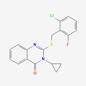 molecular formula C18H14ClFN2OS B5565366 2-[(2-氯-6-氟苄基)硫代]-3-环丙基-4(3H)-喹唑啉酮 