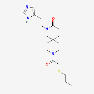 molecular formula C19H30N4O2S B5565384 2-[2-(1H-咪唑-4-基)乙基]-9-[(丙硫基)乙酰基]-2,9-二氮杂螺[5.5]十一烷-3-酮 