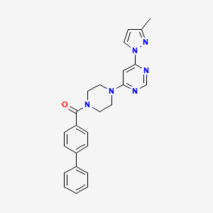 molecular formula C25H24N6O B5565401 4-[4-(4-联苯甲酰基)-1-哌嗪基]-6-(3-甲基-1H-吡唑-1-基)嘧啶 