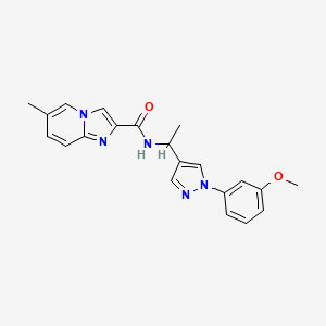 molecular formula C21H21N5O2 B5565406 N-{1-[1-(3-methoxyphenyl)-1H-pyrazol-4-yl]ethyl}-6-methylimidazo[1,2-a]pyridine-2-carboxamide 