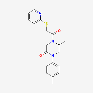 molecular formula C19H21N3O2S B5565457 5-甲基-1-(4-甲基苯基)-4-[(2-吡啶硫基)乙酰基]-2-哌嗪酮 