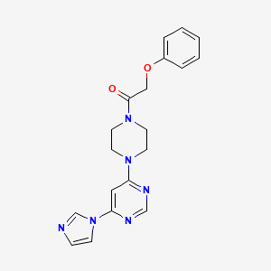 molecular formula C19H20N6O2 B5565473 4-(1H-咪唑-1-基)-6-[4-(苯氧基乙酰)-1-哌嗪基]嘧啶 