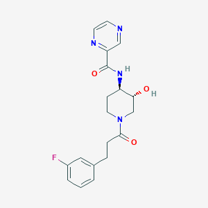 molecular formula C19H21FN4O3 B5565562 N-{(3R*,4R*)-1-[3-(3-氟苯基)丙酰基]-3-羟基哌啶-4-基}吡嗪-2-甲酰胺 