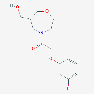 molecular formula C14H18FNO4 B5565614 {4-[(3-fluorophenoxy)acetyl]-1,4-oxazepan-6-yl}methanol 