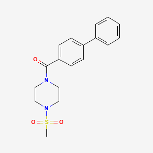 molecular formula C18H20N2O3S B5565622 1-(4-biphenylylcarbonyl)-4-(methylsulfonyl)piperazine 